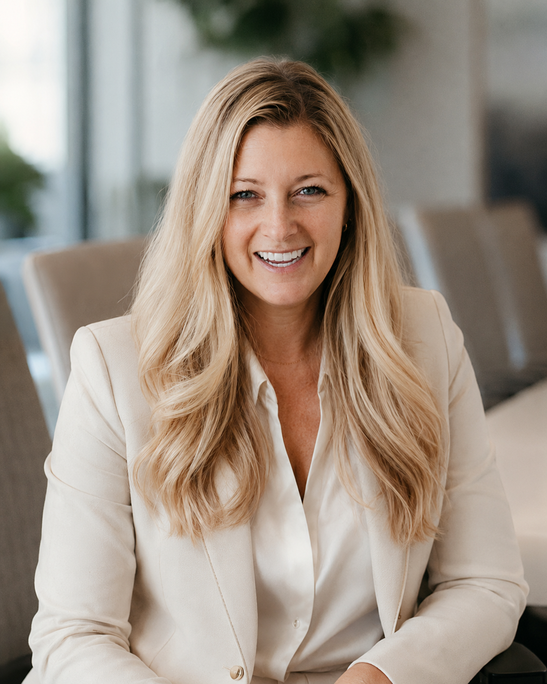 Chaili Trentham, founder of Tierra Leadership, seated at a desk in natural light